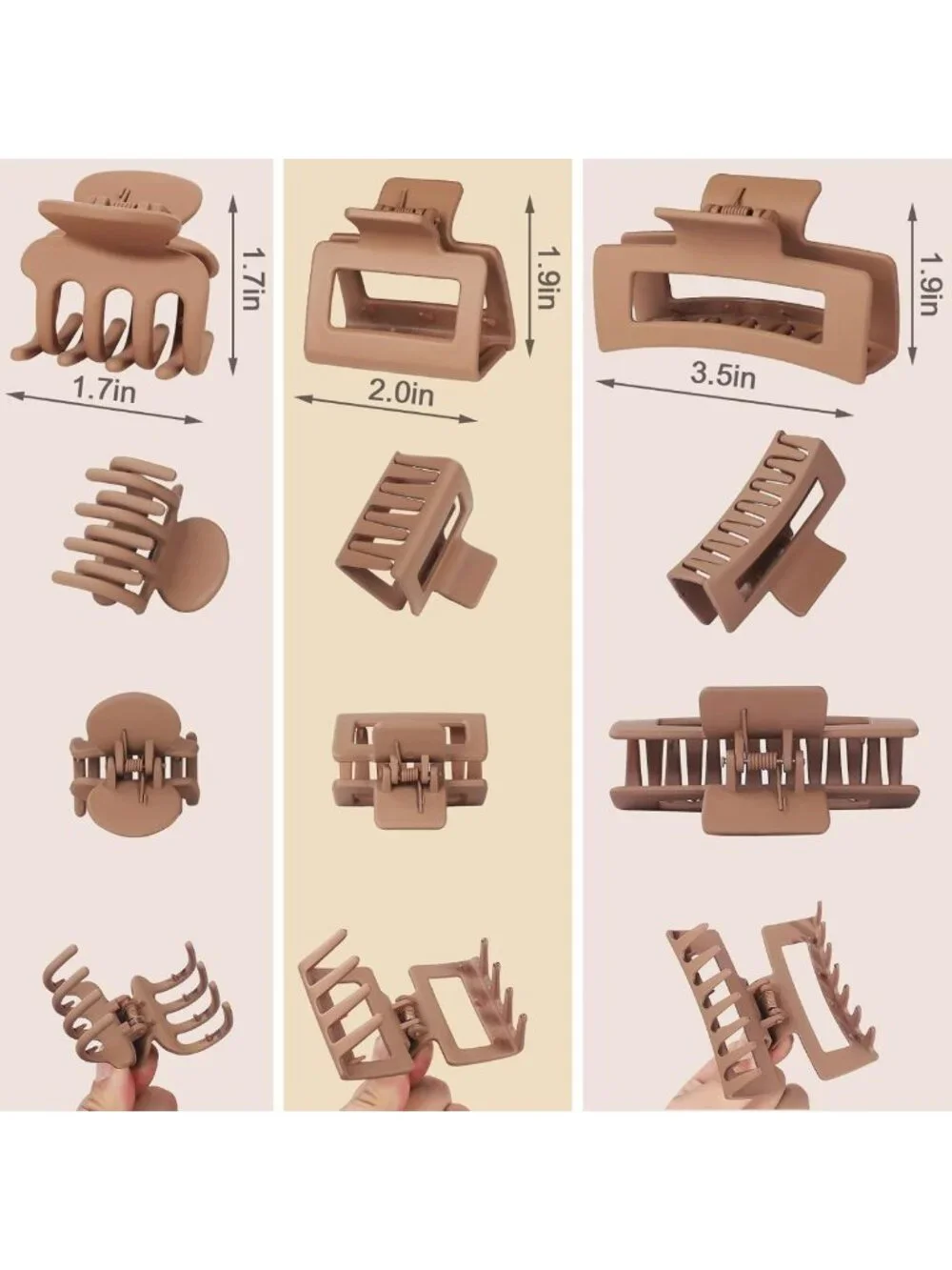 12 Pcs Hair Claw Clips Set for Women & Girls - Stylish Hair Accessories, 3